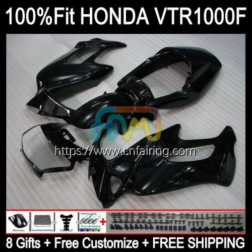 Bodys Kit For HONDA VTR1000F SuperHawk VTR1000 F VTR-1000F 97 98 99 00 01 05 VTR 1000 F 1000F 1997 2002 2003 2004 2005 Fairings Glossy Black 122HM.1