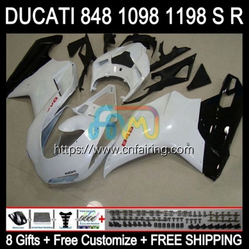 Injection For DUCATI Pearl White 848R 1098R 1198R 848 1098 1198 S R 848S 1098S 07 08 09 10 11 12 1198S 2007 2008 2009 2010 2011 2012 Fairing 123HM.26