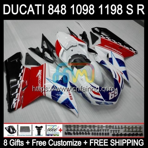Injection OEM For DUCATI 848 1098 1198 S R 848R Red blue blk 1098R 1198R 2007 2008 2009 2010 2011 2012 1098S 1198S 07 08 09 10 11 12 Fairing 123HM.90