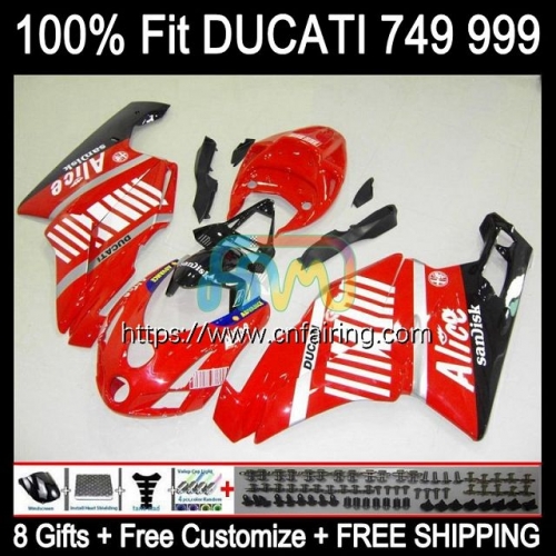 Bodys Injection For DUCATI 749R 999R 749S 749 999 2003 2004 2005 2006 Bodywork 999S 749-999 749 999 S R 03 04 05 06 OEM RED ALICE airing 125HM.72