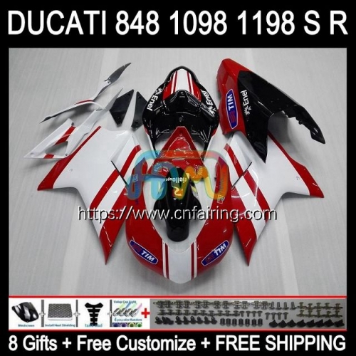 Injection OEM For DUCATI 848 1098 1198 S R 848R 1098R 1198R 2007 2008 2009 2010 2011 2012 1098S 1198S 07 08 09 10 11 12 Fairing 123HM.85 White red