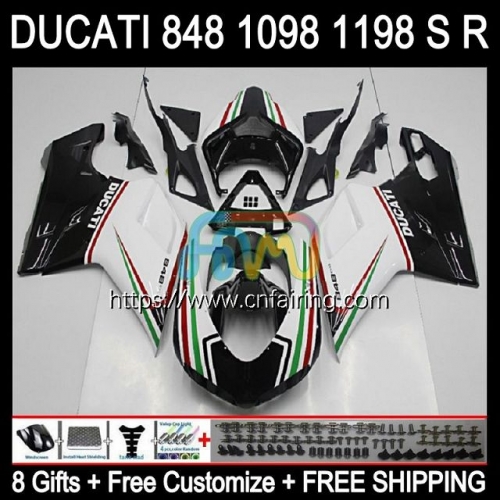 Injection For DUCATI 848R 1098R 1198R 848 1098 1198 S White black R 848S 1098S 07 08 09 10 11 12 1198S 2007 2008 2009 2010 2011 2012 Fairing 123HM.42