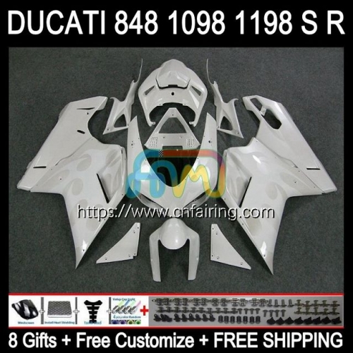 Injection For DUCATI 848R 1098R 1198R 848 1098 1198 S R 848S 1098S 07 08 09 10 11 12 1198S 2007 2008 2009 2010 2011 2012 Pearl White Fairing 123HM.22