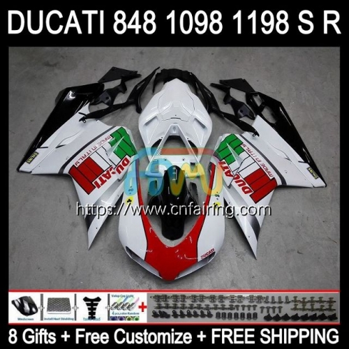 Injection OEM For DUCATI 848 1098 1198 S R 848R 1098R 1198R 2007 2008 2009 2010 2011 2012 1098S 1198S 07 08 09 10 11 12 White blk Fairing 123HM.93