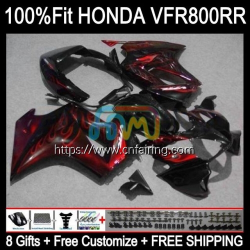 Injection For HONDA VFR800 Interceptor VFR800RR 2002 2003 2004 2005 2006 2007 VFR800R VFR 800RR 800 R RR 03 04 05 06 07 Red Flames Fairing 129HM.57