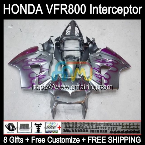 Body Kit For HONDA VFR800RR Interceptor VFR800R VFR800 VFR-800 VFR 800RR 800 RR 98 99 00 01 VFR-800R 1998 1999 2000 2001 Fairing Purple Flame 128HM.40