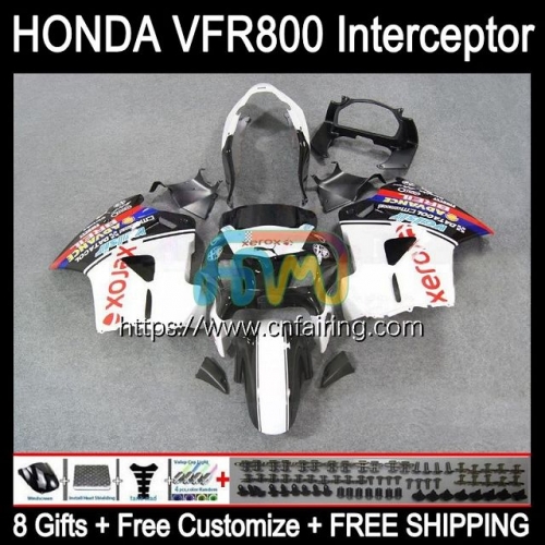 Body Kit For HONDA VFR800RR Interceptor VFR800R VFR800 VFR-800 VFR 800RR White black 800 RR 98 99 00 01 VFR-800R 1998 1999 2000 2001 Fairing 128HM.20