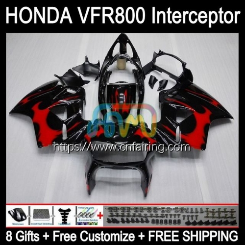 Body Kit For HONDA VFR800RR Interceptor VFR800R VFR800 VFR-800 VFR 800RR 800 Red Flames RR 98 99 00 01 VFR-800R 1998 1999 2000 2001 Fairing 128HM.43