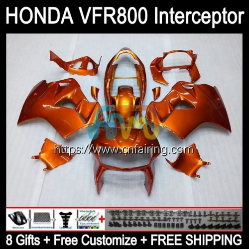 Body Kit For HONDA VFR800RR Interceptor VFR800R VFR800 VFR-800 VFR 800RR 800 RR 98 99 00 01 VFR-800R ALL Orange 1998 1999 2000 2001 Fairing 128HM.50