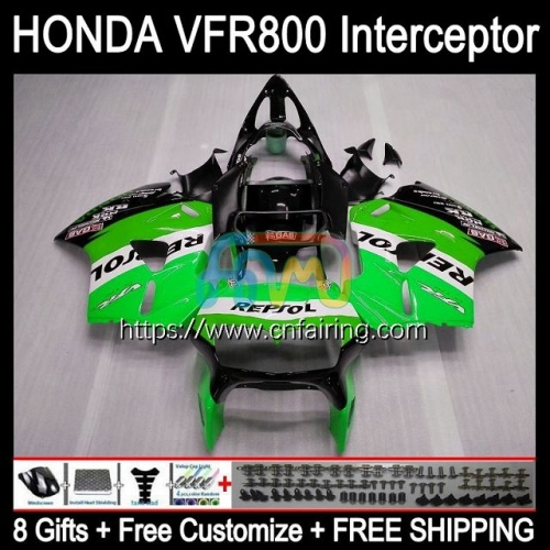 Body For HONDA Interceptor VFR-800R VFR800RR VFR800R VFR-800 1998 1999 2000 2001 Repsol Green VFR800 VFR 800RR 800 R RR 98 99 00 01 Fairings 128HM.64