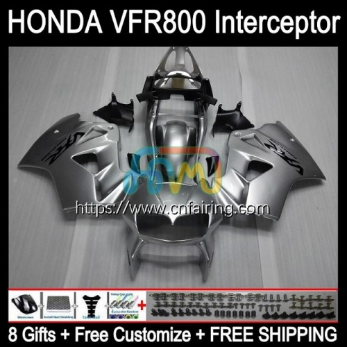 Body Kit For HONDA VFR800RR Interceptor VFR800R VFR800 VFR-800 VFR 800RR 800 RR 98 99 00 01 VFR-800R 1998 Silver black 1999 2000 2001 Fairing 128HM.41