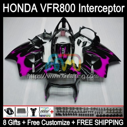 Body For HONDA Interceptor VFR-800R VFR800RR VFR800R VFR-800 1998 1999 2000 2001 VFR800 VFR 800RR 800 R RR 98 99 00 01 Rose Flames Fairings 128HM.76