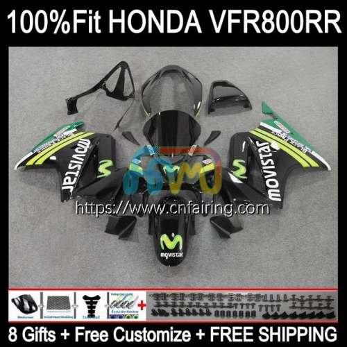 Injection For HONDA VFR800RR Interceptor VFR800 VFR 800RR 800 RR 02 03 04 05 06 07 VFR800R 2002 2003 2004 2005 2006 2007 Movistar Blk Fairing 129HM.5