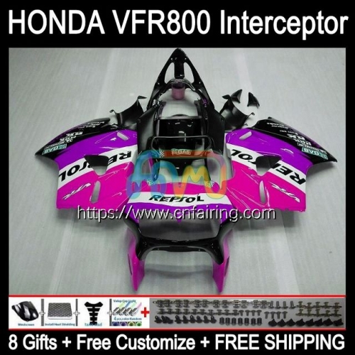 Body For HONDA Interceptor VFR-800R VFR800RR VFR800R VFR-800 1998 1999 2000 2001 VFR800 VFR 800RR 800 R RR 98 99 00 Repsol Pink 01 Fairings 128HM.68