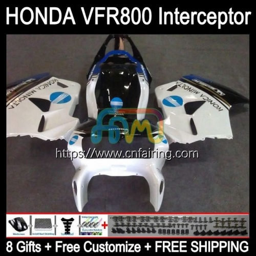 Body Kit For HONDA VFR800RR Interceptor VFR800R VFR800 White blue VFR-800 VFR 800RR 800 RR 98 99 00 01 VFR-800R 1998 1999 2000 2001 Fairing 128HM.28