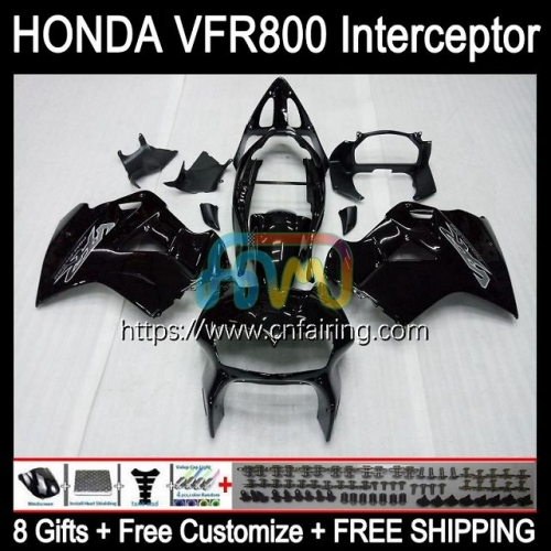 Body For HONDA Interceptor VFR-800R VFR800RR VFR800R VFR-800 1998 1999 2000 2001 VFR800 VFR 800RR 800 R RR 98 99 00 01 Fairings Gloss black 128HM.51