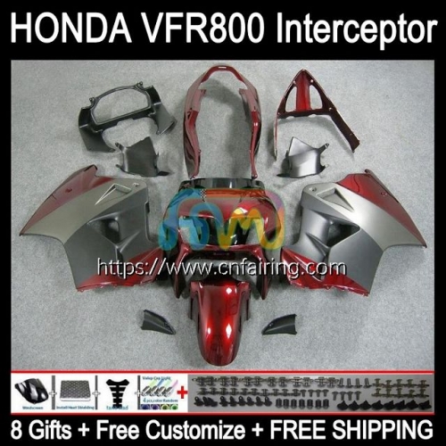Body Kit For HONDA VFR800RR Interceptor VFR800R VFR800 VFR-800 VFR 800RR Red Grey 800 RR 98 99 00 01 VFR-800R 1998 1999 2000 2001 Fairing 128HM.11