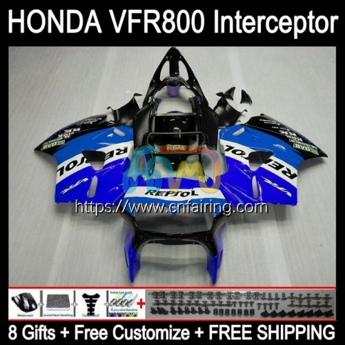 Body Kit For HONDA VFR800RR Interceptor VFR800R VFR800 VFR-800 VFR 800RR 800 RR 98 99 00 01 VFR-800R 1998 1999 2000 2001 Fairing Repsol Blue 128HM.0
