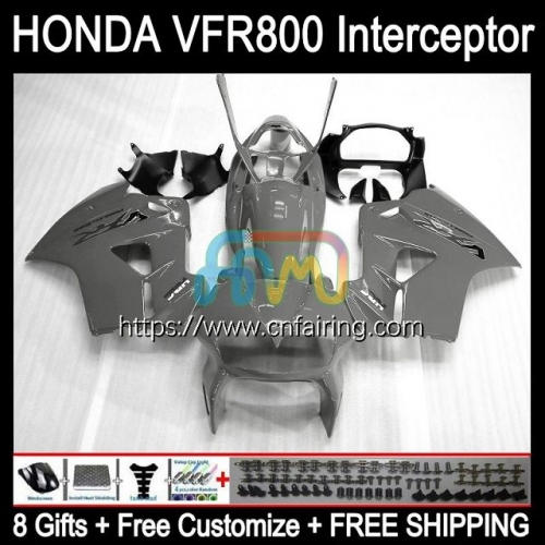 Body For HONDA Interceptor Glossy Grey VFR-800R VFR800RR VFR800R VFR-800 1998 1999 2000 2001 VFR800 VFR 800RR 800 R RR 98 99 00 01 Fairings 128HM.63