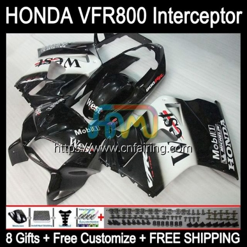 Body Kit For HONDA VFR800RR Interceptor VFR800R VFR800 VFR-800 VFR 800RR 800 Black West RR 98 99 00 01 VFR-800R 1998 1999 2000 2001 Fairing 128HM.3