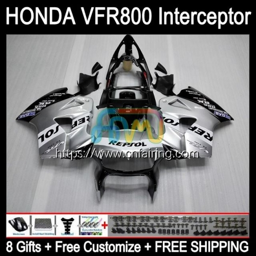 Body Kit For HONDA VFR800RR Interceptor VFR800R VFR800 VFR-800 VFR 800RR 800 RR 98 99 00 01 VFR-800R Repsol Silver 1998 1999 2000 2001 Fairing 128HM.3