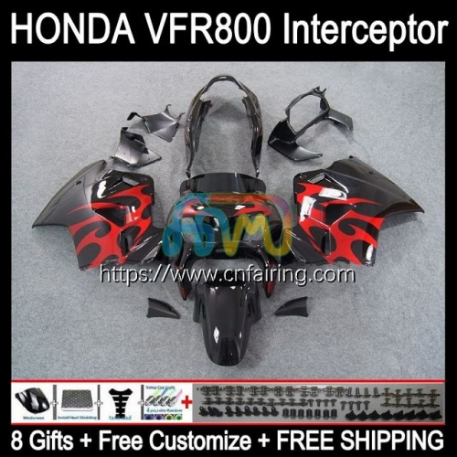 Body For HONDA Interceptor VFR-800R VFR800RR VFR800R VFR-800 1998 1999 2000 2001 VFR800 VFR Red Flames 800RR 800 R RR 98 99 00 01 Fairings 128HM.55