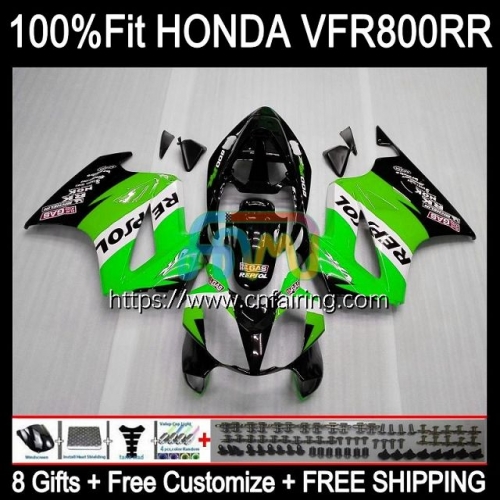 Injection For HONDA VFR800 Interceptor VFR800RR 2002 2003 2004 Repsol Green 2005 2006 2007 VFR800R VFR 800RR 800 R RR 03 04 05 06 07 Fairing 129HM.66