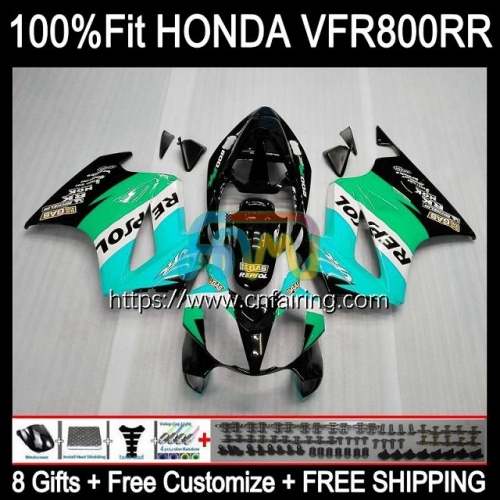 Injection For HONDA VFR800 Interceptor VFR800RR 2002 2003 2004 2005 2006 2007 VFR800R VFR 800RR 800 R RR 03 04 05 06 07 Fairing Cyan Repsol 129HM.67