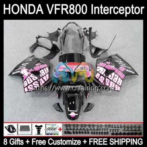 Body Kit For HONDA VFR800RR Interceptor VFR800R VFR800 VFR-800 VFR 800RR 800 RR 98 99 00 01 VFR-800R Black rose 1998 1999 2000 2001 Fairing 128HM.19