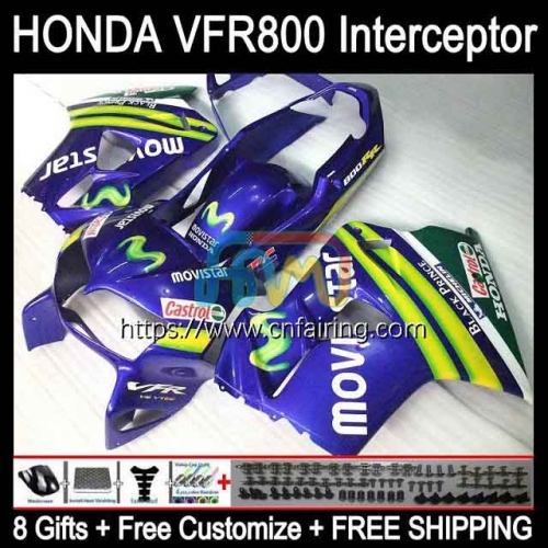 Body Kit For HONDA VFR800RR Interceptor VFR800R Movistar Blue VFR800 VFR-800 VFR 800RR 800 RR 98 99 00 01 VFR-800R 1998 1999 2000 2001 Fairing 128HM.2