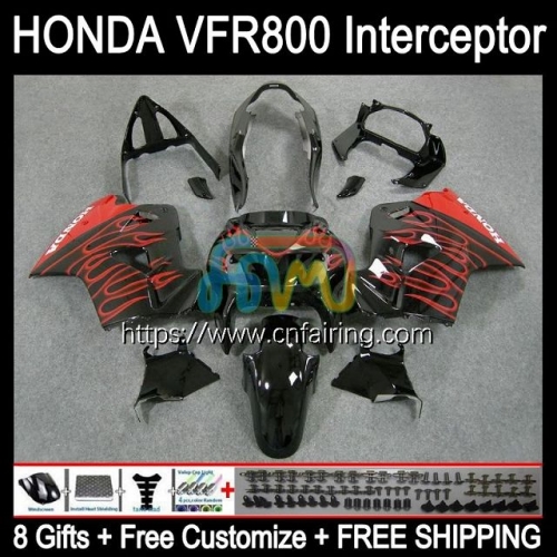 Body Kit For HONDA VFR800RR Interceptor VFR800R VFR800 VFR-800 VFR 800RR 800 RR 98 99 00 01 VFR-800R 1998 1999 2000 2001 Red Flames Fairing 128HM.26