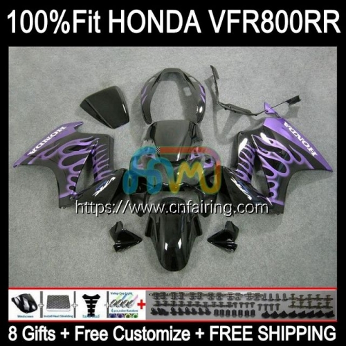 Injection For HONDA VFR800RR Interceptor VFR800 VFR 800RR Purple Flames 800 RR 02 03 04 05 06 07 VFR800R 2002 2003 2004 2005 2006 2007 Fairing 129HM.9