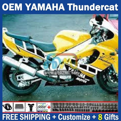 Hot Yellow OEM Full Body Kit For YAMAHA Thunderace YZF1000R 96-07 YZF-1000R 1996-2007 Years 96 97 98 99 00 01 02 03 05 06 07 202No.53 YZF 1000R 1000 R 1996 1997 1998 1999 2000 2001 2002 2003 2004 2005 2006 2007 Motorcycle Fairing Kit With Free Shipping