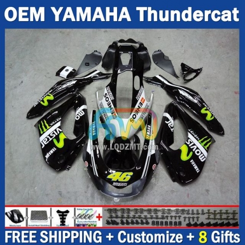 Movistar Blk OEM Full Body Kit For YAMAHA Thunderace YZF1000R 96-07 YZF-1000R 1996-2007 Years 96 97 98 99 00 01 02 03 05 06 07 202No.64 YZF 1000R 1000 R 1996 1997 1998 1999 2000 2001 2002 2003 2004 2005 2006 2007 Motorcycle Fairing Kit With Free Shipping