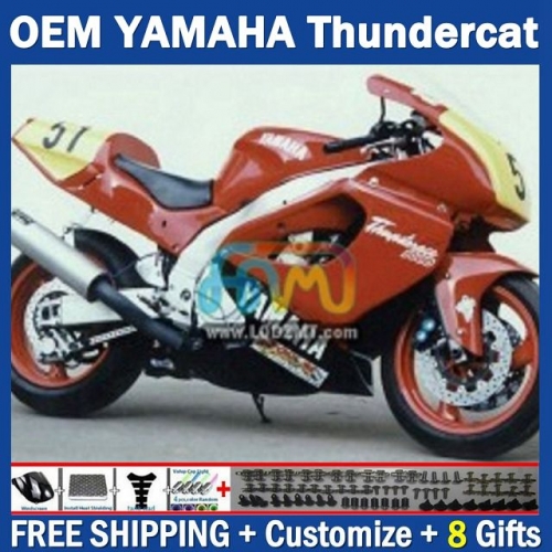 Gloss Red OEM Full Body Kit For YAMAHA Thunderace YZF1000R 96-07 YZF-1000R 1996-2007 Years 96 97 98 99 00 01 02 03 05 06 07 202No.40 YZF 1000R 1000 R 1996 1997 1998 1999 2000 2001 2002 2003 2004 2005 2006 2007 Motorcycle Fairing Kit With Free Shipping