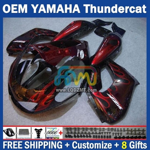 Red Flames OEM Full Body Kit For YAMAHA Thunderace YZF1000R 96-07 YZF-1000R 1996-2007 Years 96 97 98 99 00 01 02 03 05 06 07 202No.74 YZF 1000R 1000 R 1996 1997 1998 1999 2000 2001 2002 2003 2004 2005 2006 2007 Motorcycle Fairing Kit With Free Shipping