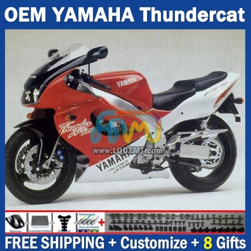 Red White OEM Full Body Kit For YAMAHA Thunderace YZF1000R 96-07 YZF-1000R 1996-2007 Years 96 97 98 99 00 01 02 03 05 06 07 202No.98 YZF 1000R 1000 R 1996 1997 1998 1999 2000 2001 2002 2003 2004 2005 2006 2007 Motorcycle Fairing Kit With Free Shipping