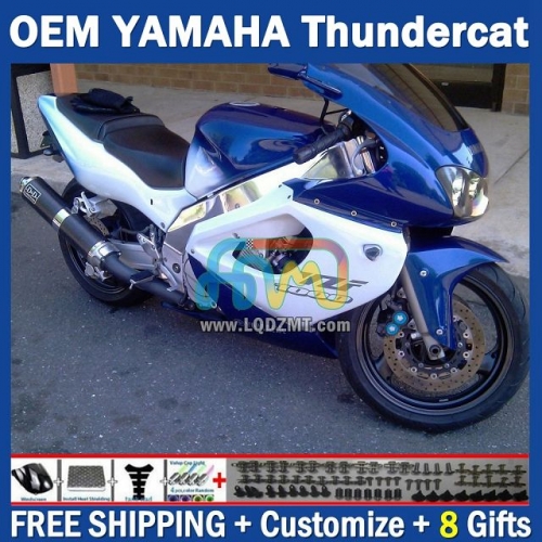 Blue White OEM Full Body Kit For YAMAHA Thunderace YZF1000R 96-07 YZF-1000R 1996-2007 Years 96 97 98 99 00 01 02 03 05 06 07 202No.52 YZF 1000R 1000 R 1996 1997 1998 1999 2000 2001 2002 2003 2004 2005 2006 2007 Motorcycle Fairing Kit With Free Shipping