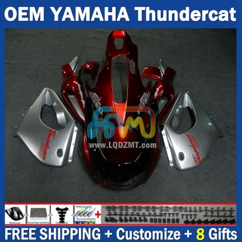 Silver Red OEM Full Body Kit For YAMAHA Thunderace YZF1000R 96-07 YZF-1000R 1996-2007 Years 96 97 98 99 00 01 02 03 05 06 07 202No.47 YZF 1000R 1000 R 1996 1997 1998 1999 2000 2001 2002 2003 2004 2005 2006 2007 Motorcycle Fairing Kit With Free Shipping