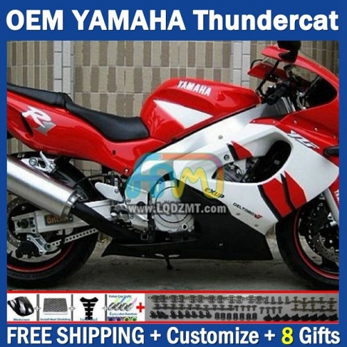 Red White OEM Full Body Kit For YAMAHA Thunderace YZF1000R 96-07 YZF-1000R 1996-2007 Years 96 97 98 99 00 01 02 03 05 06 07 202No.109 YZF 1000R 1000 R 1996 1997 1998 1999 2000 2001 2002 2003 2004 2005 2006 2007 Motorcycle Fairing Kit With Free Shipping