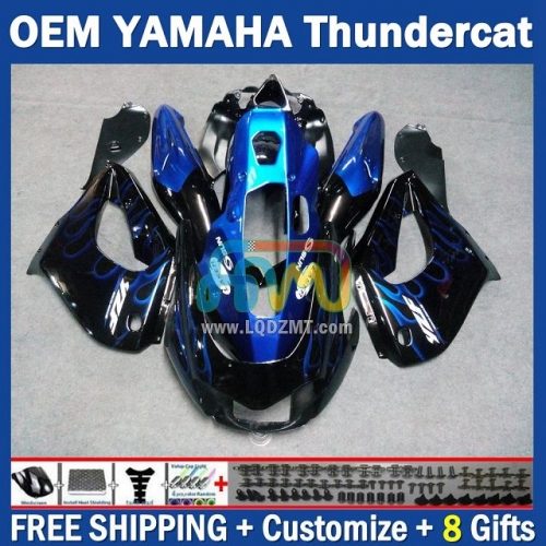 Blue Flames OEM Full Body Kit For YAMAHA Thunderace YZF1000R 96-07 YZF-1000R 1996-2007 Years 96 97 98 99 00 01 02 03 05 06 07 202No.55 YZF 1000R 1000 R 1996 1997 1998 1999 2000 2001 2002 2003 2004 2005 2006 2007 Motorcycle Fairing Kit With Free Shipping