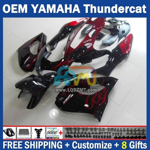 Red Flames OEM Full Body Kit For YAMAHA Thunderace YZF1000R 96-07 YZF-1000R 1996-2007 Years 96 97 98 99 00 01 02 03 05 06 07 202No.113 YZF 1000R 1000 R 1996 1997 1998 1999 2000 2001 2002 2003 2004 2005 2006 2007 Motorcycle Fairing Kit With Free Shipping