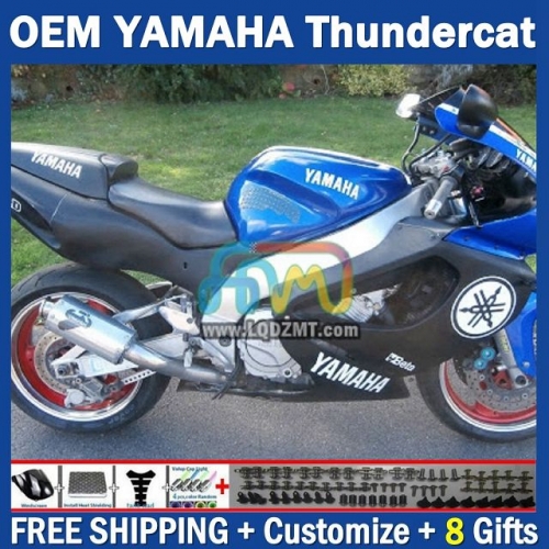 Blue Silver OEM Full Body Kit For YAMAHA Thunderace YZF1000R 96-07 YZF-1000R 1996-2007 Years 96 97 98 99 00 01 02 03 05 06 07 202No.91 YZF 1000R 1000 R 1996 1997 1998 1999 2000 2001 2002 2003 2004 2005 2006 2007 Motorcycle Fairing Kit With Free Shipping