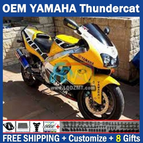 Gloss Yellow OEM Full Body Kit For YAMAHA Thunderace YZF1000R 96-07 YZF-1000R 1996-2007 Years 96 97 98 99 00 01 02 03 05 06 07 202No.104 YZF 1000R 1000 R 1996 1997 1998 1999 2000 2001 2002 2003 2004 2005 2006 2007 Motorcycle Fairing Kit With Free Shipping