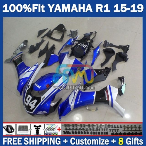 Factory Blue Black Injection Molding Full Body Kit 100% Fit For YAMAHA YZF-R1 YZF R1 R 1 1000 YZF1000 15-19 215No.0 YZFR1 15 16 17 18 19 YZF-1000 2015 2016 2017 2018 2019 Frame Bodywork Free Customization OEM Motorcycle Fairing Kit With Free Shipping
