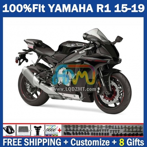 Factory Matte Black Injection Molding Full Body Kit 100% Fit For YAMAHA YZF-R1 YZF R1 R 1 1000 YZF1000 15-19 215No.12 YZFR1 15 16 17 18 19 YZF-1000 2015 2016 2017 2018 2019 Frame Bodywork Free Customization OEM Motorcycle Fairing Kit With Free Shipping