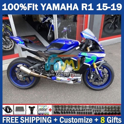 Factory Movistar Blue Injection Molding Full Body Kit 100% Fit For YAMAHA YZF-R1 YZF R1 R 1 1000 YZF1000 15-19 215No.9 YZFR1 15 16 17 18 19 YZF-1000 2015 2016 2017 2018 2019 Frame Bodywork Free Customization OEM Motorcycle Fairing Kit With Free Shipping