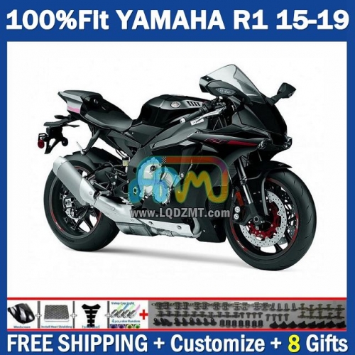 Factory Glossy Black Injection Molding Full Body Kit 100% Fit For YAMAHA YZF-R1 YZF R1 R 1 1000 YZF1000 15-19 215No.13 YZFR1 15 16 17 18 19 YZF-1000 2015 2016 2017 2018 2019 Frame Bodywork Free Customization OEM Motorcycle Fairing Kit With Free Shipping