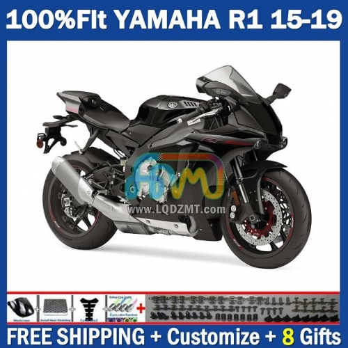 Factory Gloss Black Injection Molding Full Body Kit 100% Fit For YAMAHA YZF-R1 YZF R1 R 1 1000 YZF1000 15-19 215No.16 YZFR1 15 16 17 18 19 YZF-1000 2015 2016 2017 2018 2019 Frame Bodywork Free Customization OEM Motorcycle Fairing Kit With Free Shipping