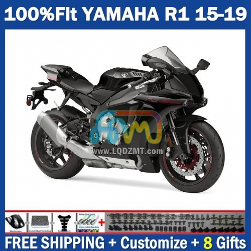 Factory Matte Black Injection Molding Full Body Kit 100% Fit For YAMAHA YZF-R1 YZF R1 R 1 1000 YZF1000 15-19 215No.14 YZFR1 15 16 17 18 19 YZF-1000 2015 2016 2017 2018 2019 Frame Bodywork Free Customization OEM Motorcycle Fairing Kit With Free Shipping